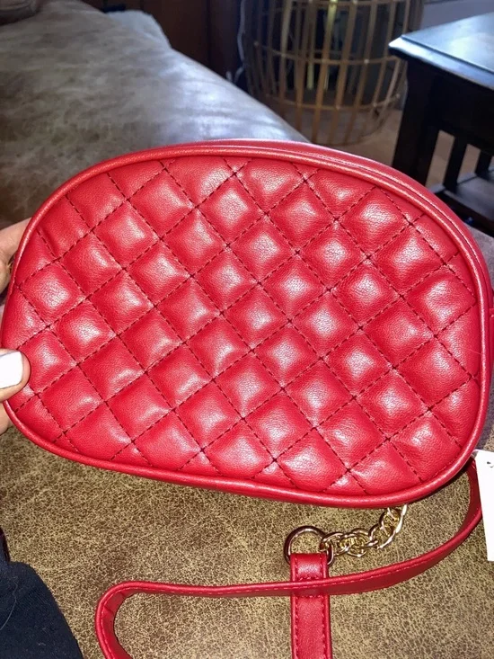 Valentino Orlandi Quilted RED Crossbody Bag with Gold Chain - Picture 4 of 6